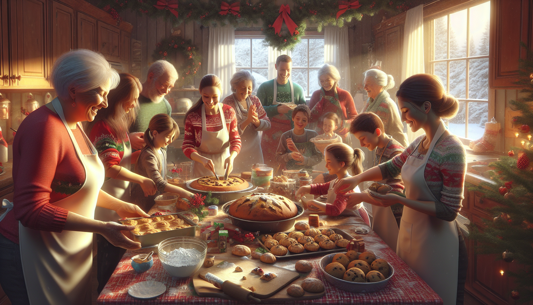 Delicious holiday cookies and baked goods arranged on festive plates